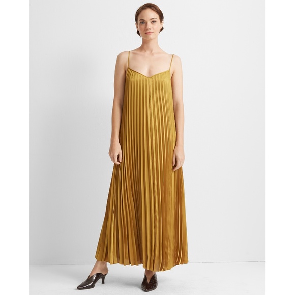 Club Monaco Strappy Pleated Maxi Dress in Marigold - Picture 8 of 8